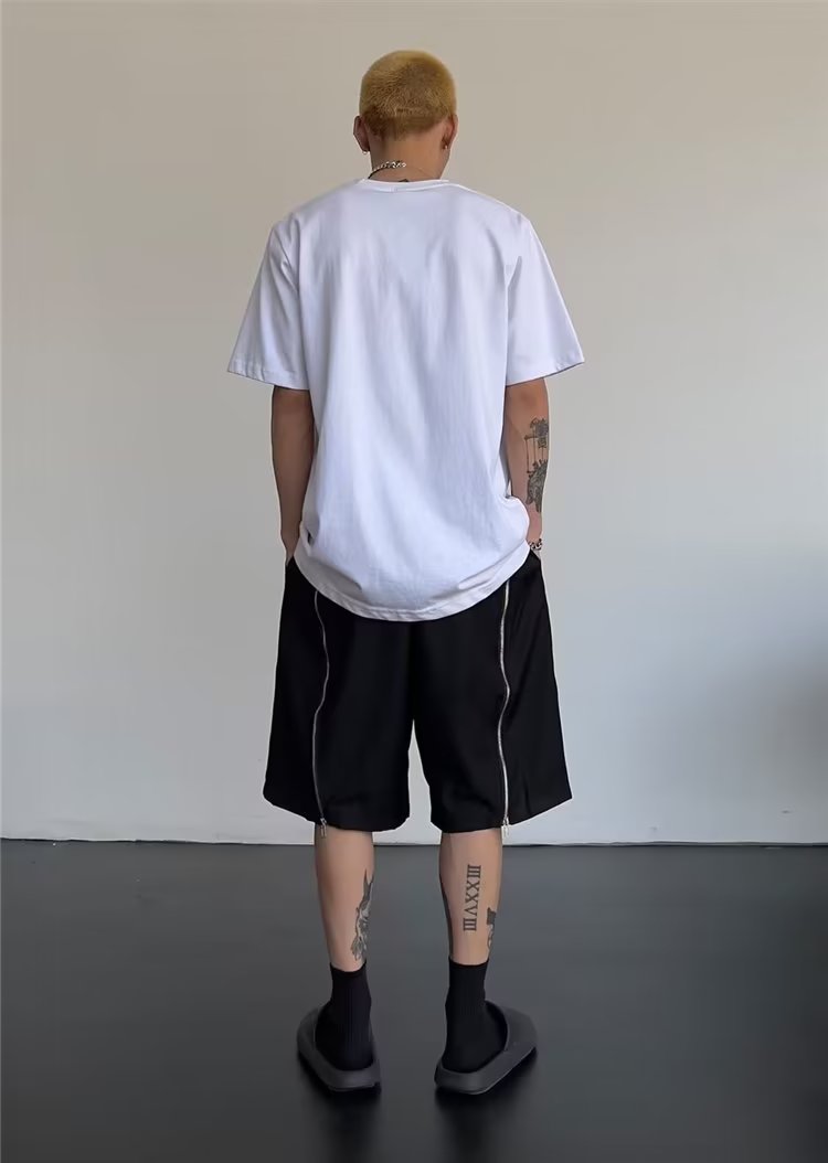 高街设计感小众休闲拉链西装短裤男宽松直筒运动五分裤DK097-P35,男装休闲裤,星座308B-2