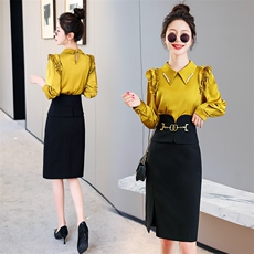 2024春季时尚简约大方气质优雅收腰显瘦休闲修身百搭潮流两件套，女装套装/套裙，时尚俏佳人