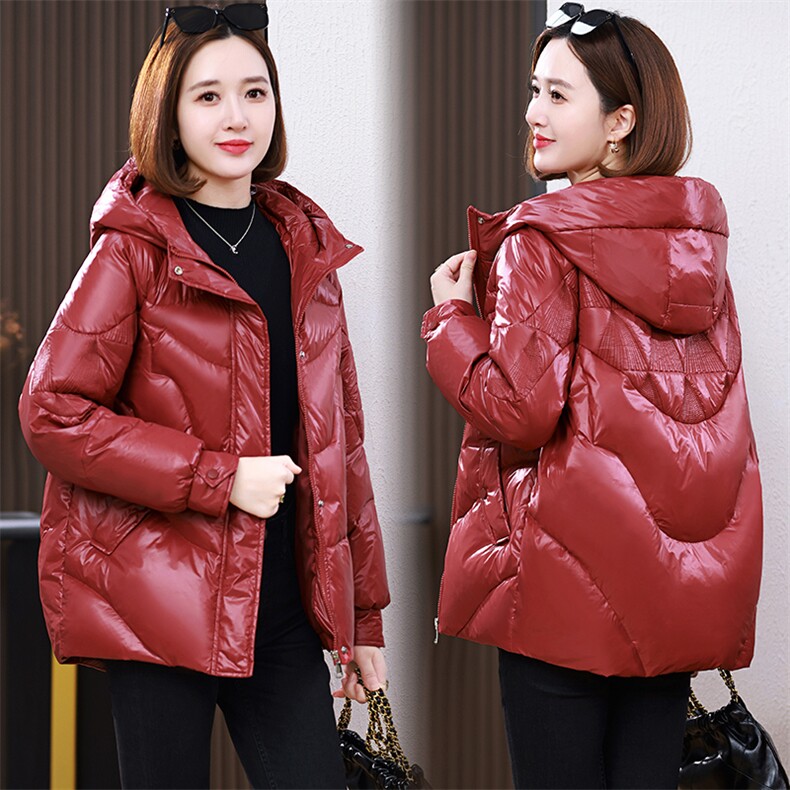 时尚连帽羽绒服女冬季2025新款小个子宽松轻盈加厚保暖白鸭绒外套,女装羽绒服,婷思杰（原婷想服饰）