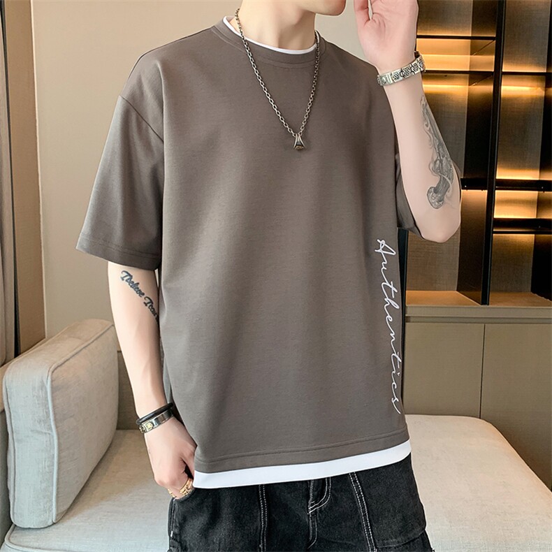 冰氧仿棉短袖店主风体恤夏季休闲百搭刺绣男上衣TC3146-P25控48,男装T恤,星座717