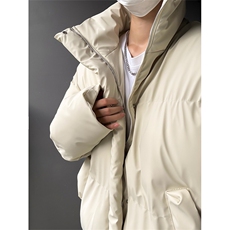 现货5W件冬季三防重磅boxy短款羽绒立领PU皮棉衣外套男女加厚棉服，男装棉衣，电商A486