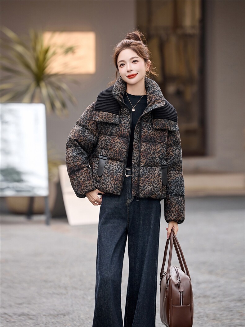 冬季新款女装2025年时尚气质优雅大方豹纹棉服,女装棉衣/棉服,魅影