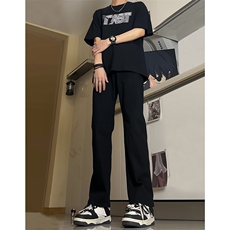 美式vibe黑色弯刀牛仔裤男款高个子加长裤子显瘦显腿长直筒微喇裤，男装牛仔裤，星座205