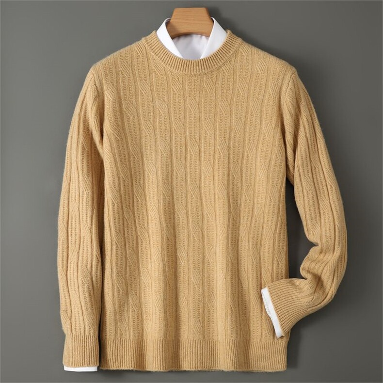 2025年秋季落肩袖长袖时尚百搭通勤简约休闲加厚羊毛衫，男装羊毛衫，祥特羊绒