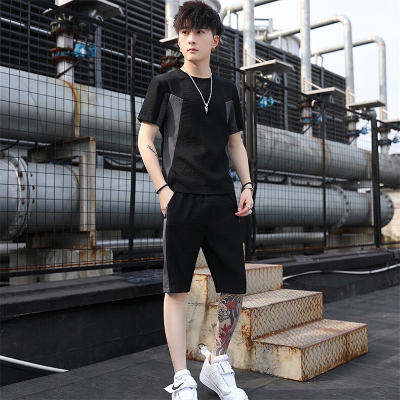 2021夏季新款原创短袖套装男T恤学生运动潮男T710-P50,男装休闲套装,星座1206（原A206）