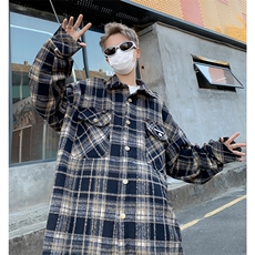 春季潮牌格子工装夹克男2024新款高级感千鸟格衣服外套W8089-P55，男装衬衫，星座512-4