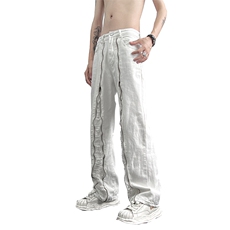 美式ins高街hiphop毛须小众拉链休闲牛仔长裤货号K2309P65控88，男装牛仔裤，电商A063