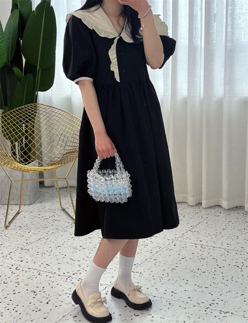 夏季新款韩版布连衣裙，女装连衣裙，H·SHE