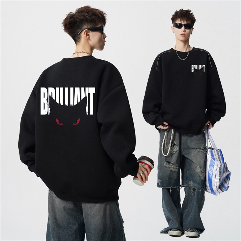 ！2025秋冬新款男士重磅圆领卫衣百搭拉链情侣长袖WY66特P33图片