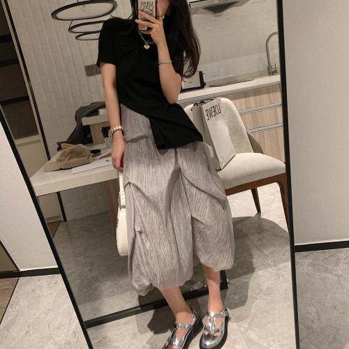 褶皱半身裙，女装半身裙，XTZ style