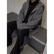 针织开衫外套男潮牌高级感深灰色连帽毛衣复古日系慵懒风ML108，男装针织衫/毛衣，星座1116A（原606A-3）
