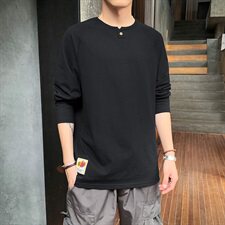 新款男士潮流印花青年宽松纯棉秋季长袖T恤DS450T，男装T恤，电商A102