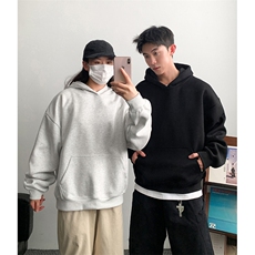 加绒奥粒绒卫衣无帽绳连帽重磅500克潮棉全棉外套男RH5302JR-P55，女装短外套，星座610B-1