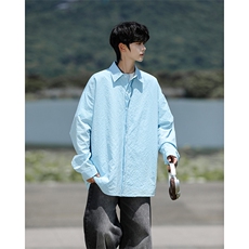 8XL-M泡泡纱盐缩肌理长袖衬衫男春季冰丝外套防晒衬衣CS29007P40，男装防晒衣，电商B312