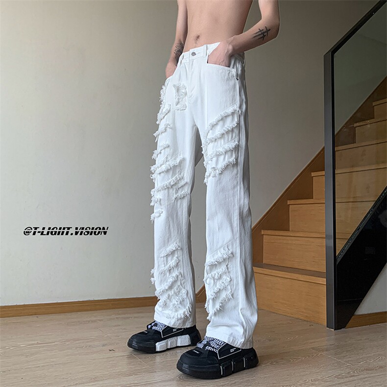B221美式ins高街暗黑小众情侣个性款休闲牛仔裤LK23051-P65控88,男装牛仔裤,电商B221