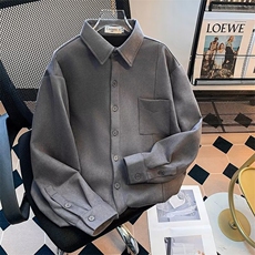 高级感麂皮绒绒长袖衬衫男痞帅免烫衬衣服春秋宽松外套LSM30P43，男装衬衫，星座1013-5