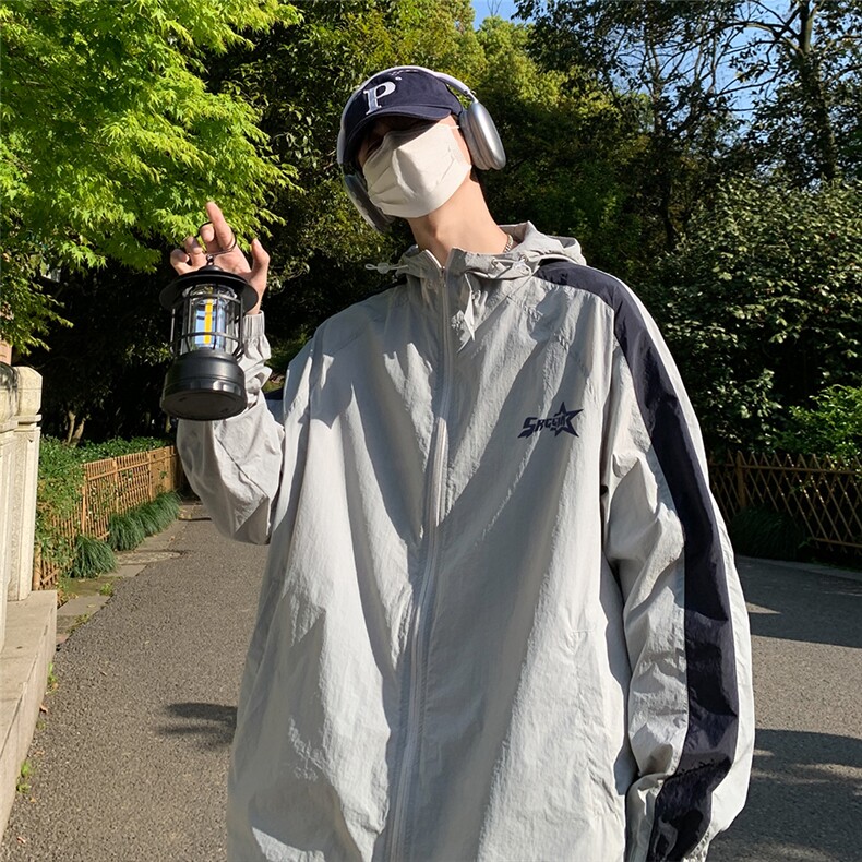 港风23新款夏季时尚百搭UPF50+防晒衣薄款夹克外套F62801P65控88,男装防晒衣,电商A268A