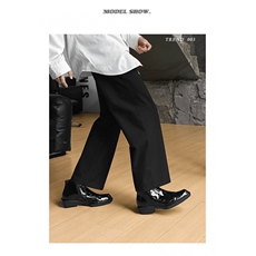 龙叨叨设计师款尖头短靴英伦风休闲漆皮切尔西靴皮靴男XD10P175，男鞋切尔西靴，电商D256-3(原A064-3)