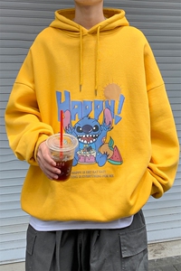 WY2077-P40 纯棉连帽卫衣男大码运动帽衫宽松薄外套男图片
