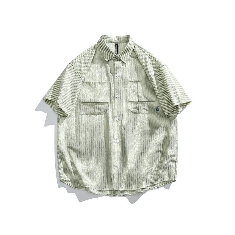 2024春季新款男日系潮条纹子短袖衬衫宽松外套衬衣CS280-F69,男装衬衫,电商A101（原外27）