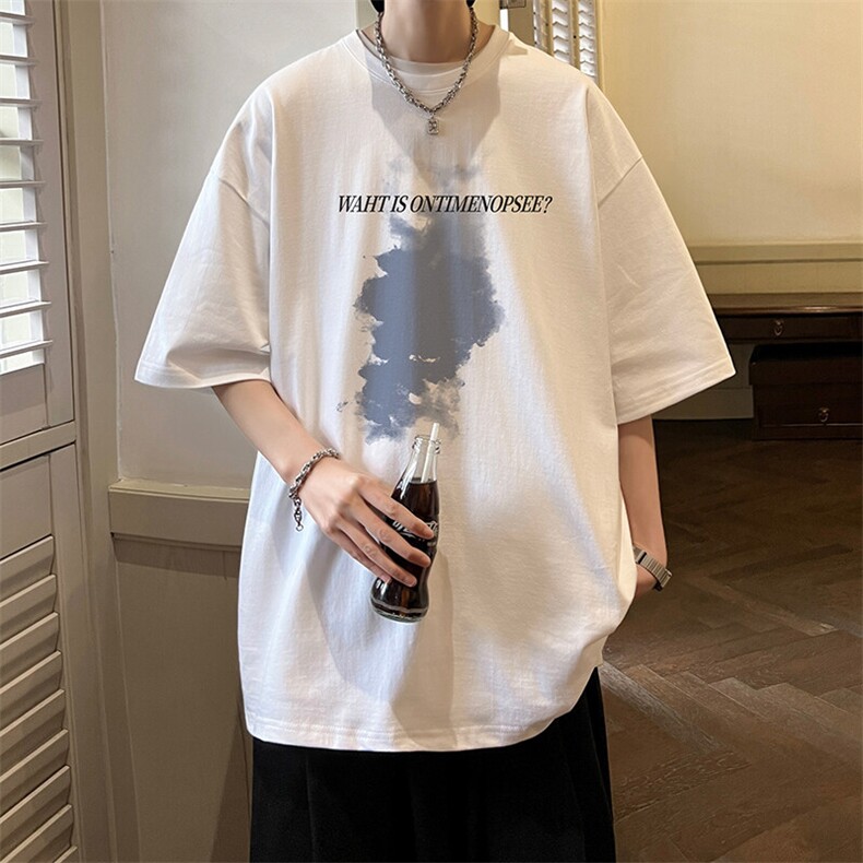 抖音得物二开现货220克夏装重磅美式高街宽松短袖t恤MT195,男装T恤,电商A486-1