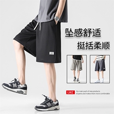 时尚标志潮流冰丝短裤休闲宽松百搭抗皱五分冰丝裤XD2388-特批35，男装休闲裤，星座718