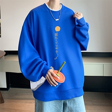 华夫格卫衣圆领卫衣男大码长袖t恤男外套HW76013-P30加绒款-P40，男装卫衣，电商A040