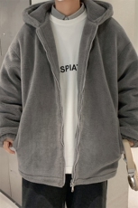 M9017P98港风外景休闲连帽纯色百搭羊羔毛外套学生棉衣情侣冬，男装棉衣，电商A026-1