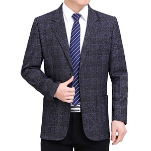 2023年春秋季中年男士西服纯色商务休闲外套爸爸装潮时尚男装图片