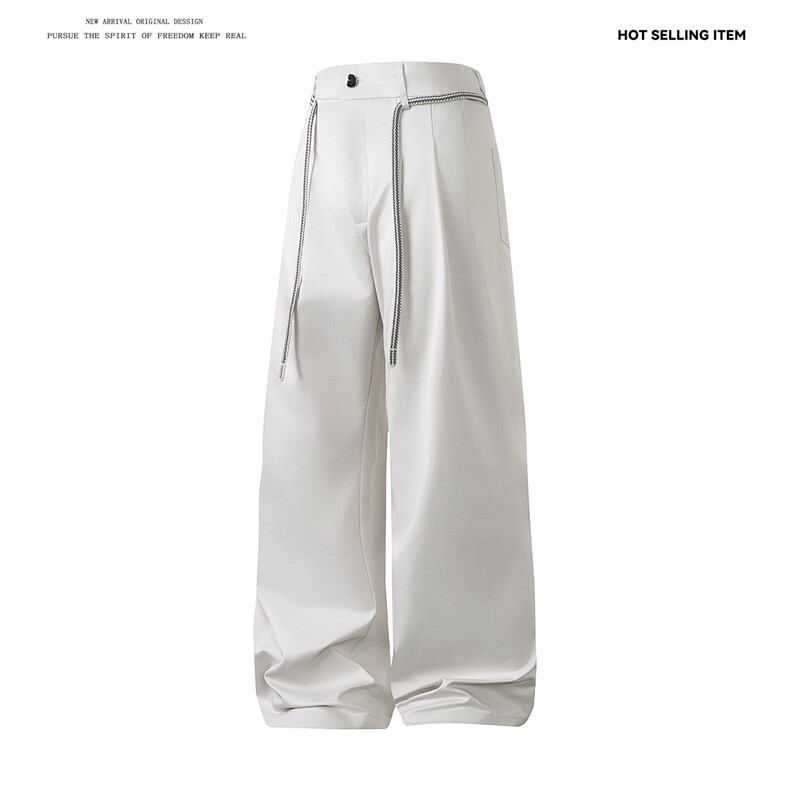 25新款高级感抽绳潮流复古纯色宽松百搭休闲长裤504-K245-P45控68图片