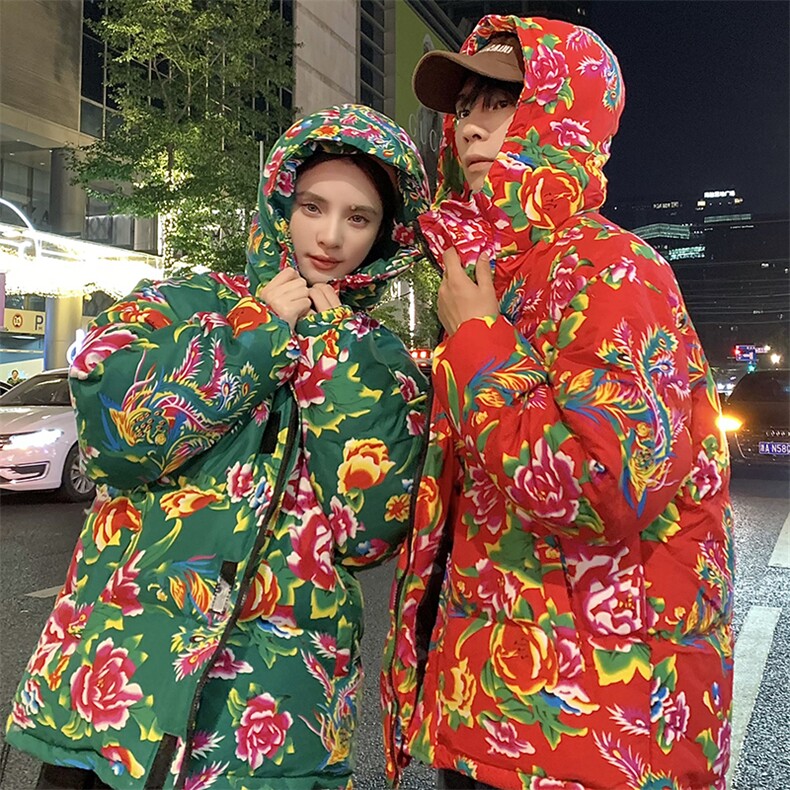 Y251情侣连帽加厚保暖防寒棉服外套风汉服土潮男女棉袄团队服,男装棉衣,星座115A(原星座507）