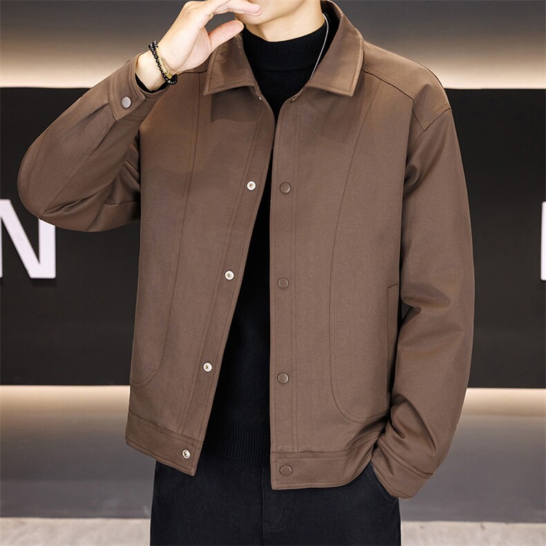 冬季保暖羽绒服翻领休闲商务美式经典衬衫宽松舒适百搭夹克外套男图片