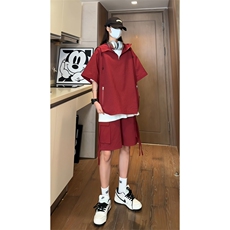 量大优供视频泡泡纱夏款连帽套装短袖短裤男CP74TZ-特p60，男装休闲套装，电商B371