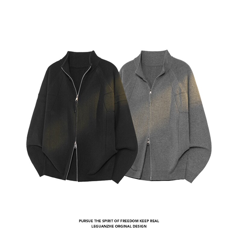 2025秋冬新款港风白底大码开衫针织毛衣M-3XJM25878-特P55，男装针织衫/毛衣，电商A022