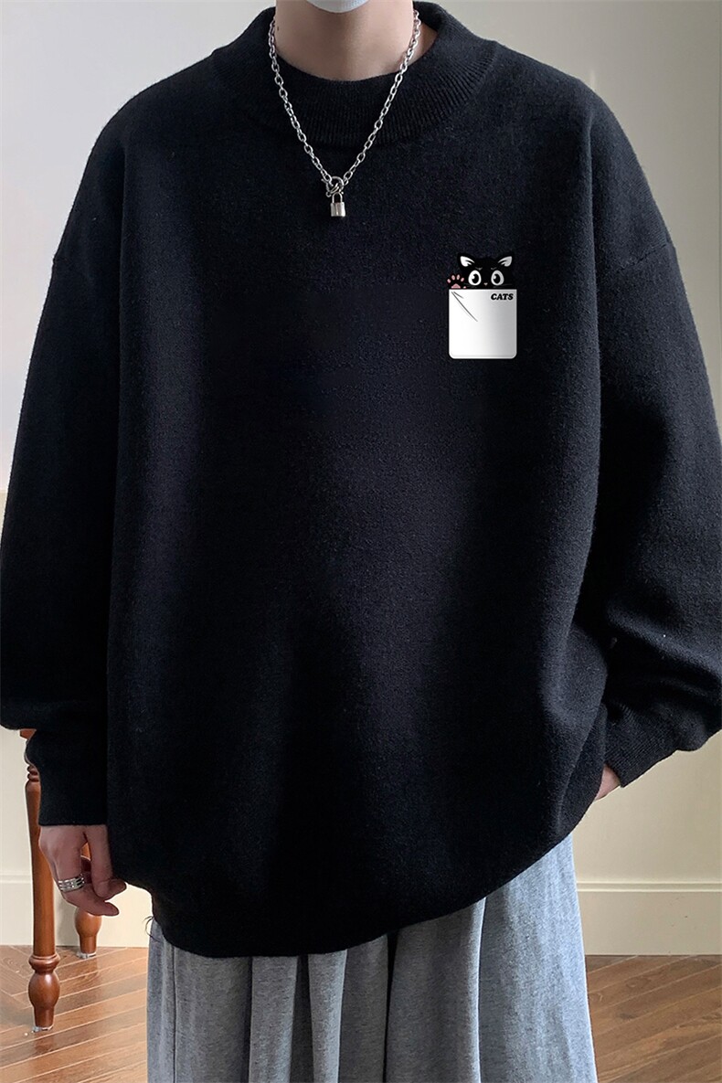 半高领毛衣男大码胖子针织衫毛线衣M18397-P45加绒款-P65,男装针织衫/毛衣,电商A040