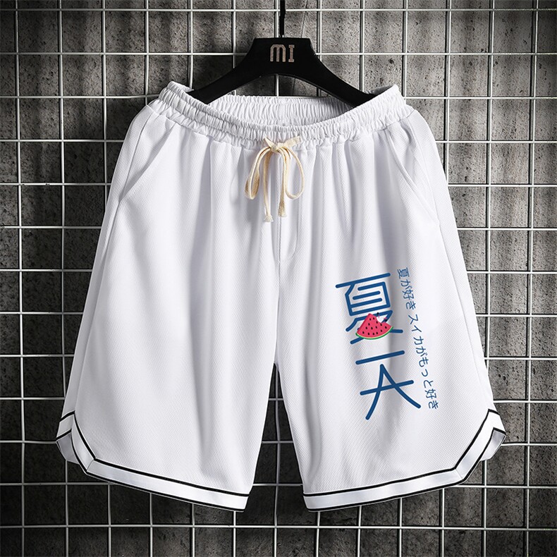 LQ64192-P19 篮球夜跑运动短裤男大码宽松冰丝五分裤大裤衩 网格图片