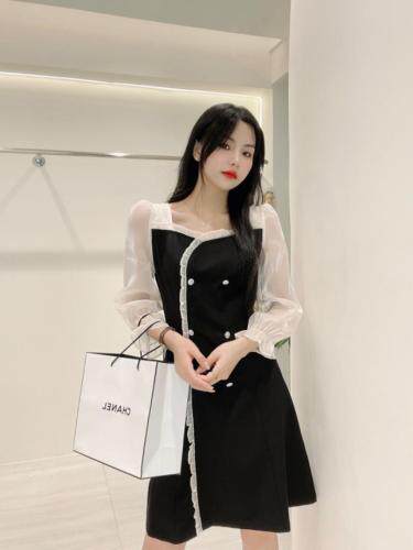 早秋欧根纱袖连衣裙，女装连衣裙，艾丽贝儿