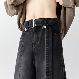 8XL-M牛仔裤秋季加肥加大码痞帅美式高街宽松直筒长裤NZ9007/P65图片