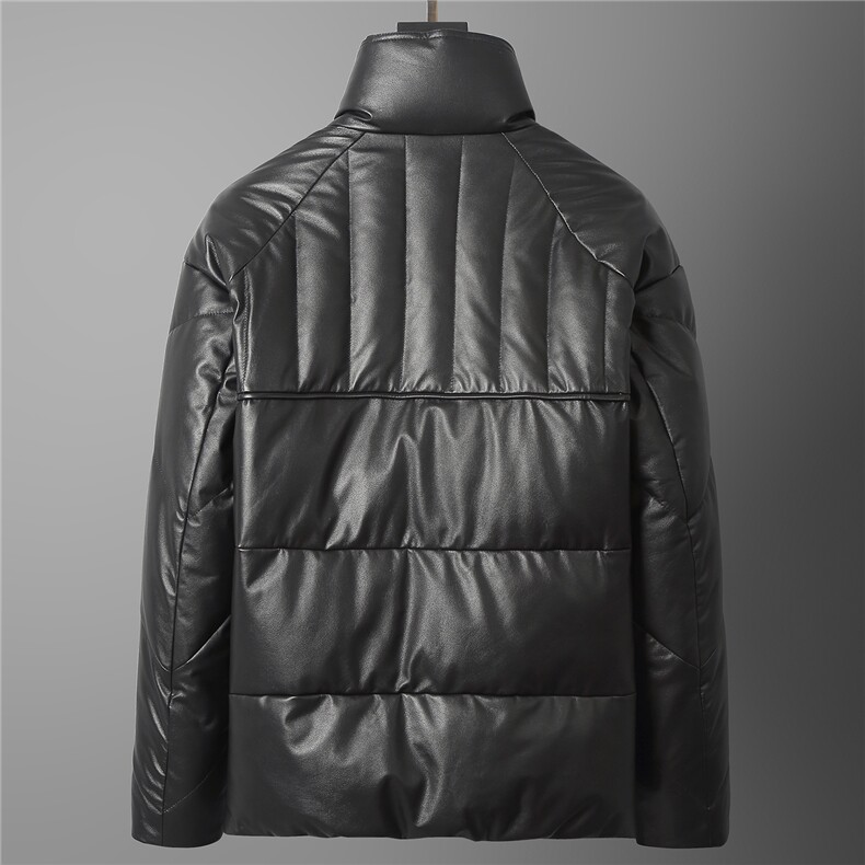 冬季新款男士鹅绒羽绒服头层牛皮外套面包服加厚保暖夹克真皮皮衣,男装夹克,电商B360A（原721A）