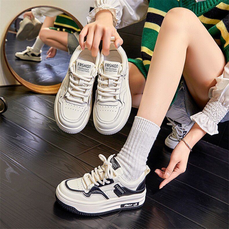 真皮小白鞋女鞋2023秋季新款增高厚底鞋休闲鞋女平底百搭鞋子女款,女鞋休闲鞋,电商A223