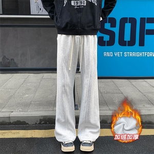 华棉380g重磅斜切时尚大码银狐绒休闲裤K24132J加绒-特P26图片