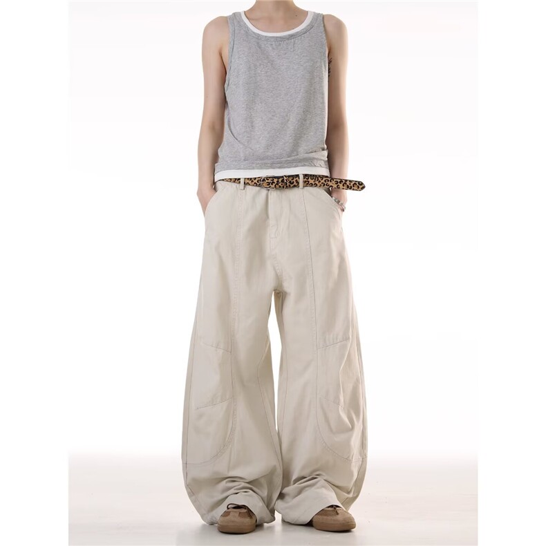 复古辣妹嘻哈宽松廓版工装裤口袋设计感阔腿裤休闲裤MK1313P56，男装工装外套，星座1013-5