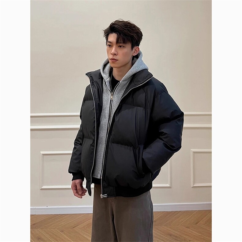 现货高品质重磅工艺美式高街假两件PU皮棉衣男女加厚棉服外套,男装棉衣,电商A486-1