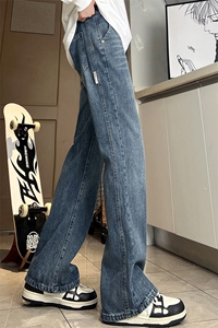 A178  秋冬季新款美式拼接牛仔裤男直筒宽松7002  P55限价68图片