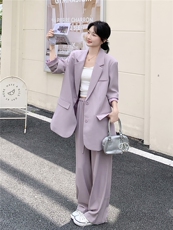 现货2D078-T1935-P195K278紫色西装+长裤2件套装，女装套装/套裙，2D078