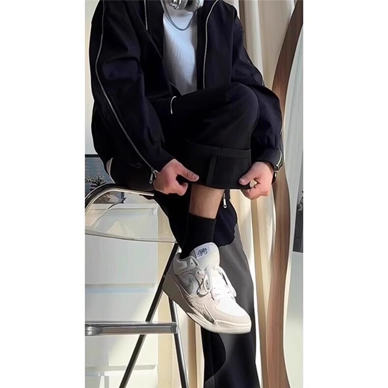 休闲柳叶弯刀西裤男女冰丝修身显瘦微喇裤子高个子加长垂感直筒裤,男装休闲裤,星座506A