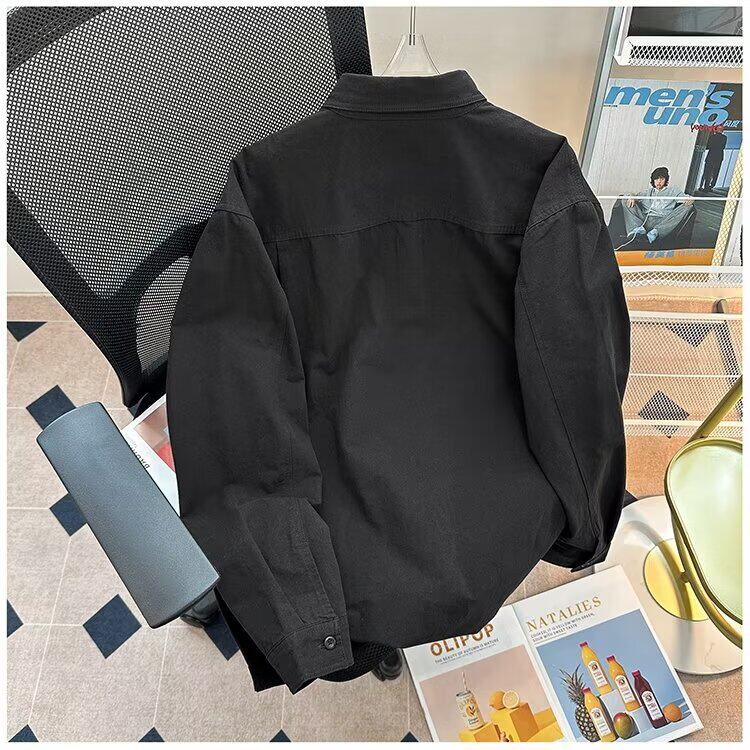 复古工装衬衫男女长袖春秋款潮牌潮流港风宽松休闲衬衣外套~C3580,男装衬衫,星座601-2