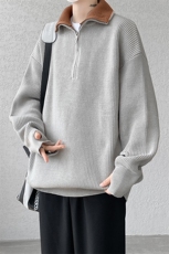 8XL-M立领半拉链毛衣男大码慵懒风宽松日系针织衫外套MY19002P78，男装针织衫/毛衣，电商B312
