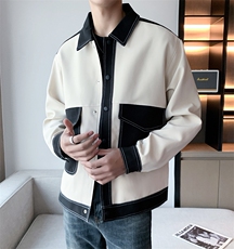 男士夹克外套上衣翻领工装拼接休闲潮流外穿百搭款JK07358-P60，男装夹克，星座308B-2