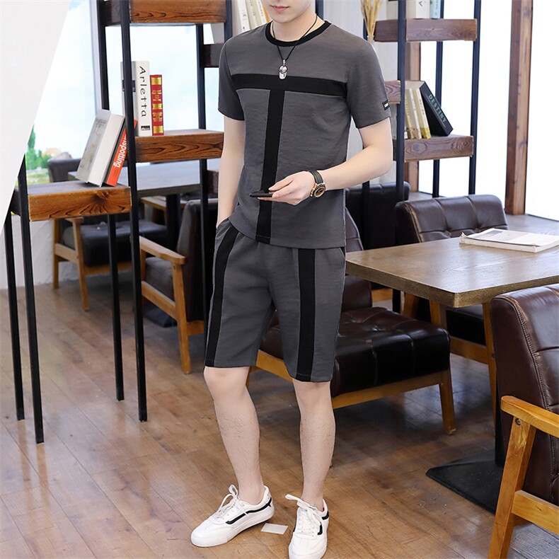 20夏季新款短袖套装冰丝休闲男潮流T恤短裤一套男装T706-p50,男装休闲套装,星座1206（原A206）